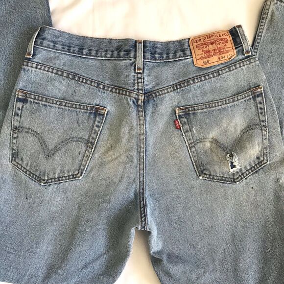 Levi 550 Jeans Mens Tag 34X34 Act 32x32 Blue Relaxed Fit Tapered Leg Denim Pants - Picture 14 of 15